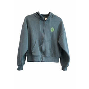 PINK Victoria’s Secret Green Zip Hoodie XS Cropped Sweatshirt Logo Cozy Casual